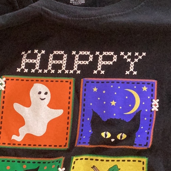 Halloween Flair T shirt Top Black sz 16/18 XL Glitter Sparkle Ghost Pumpkin Cat - Picture 8 of 13